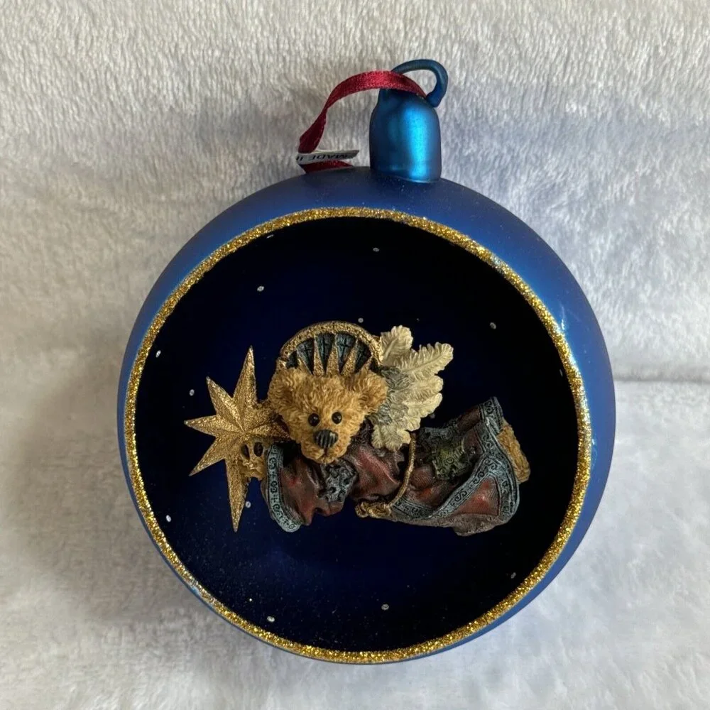 Limited Edition BOYDS BEAR 3D Glass Christmas Tree Hanging‎ Ornament